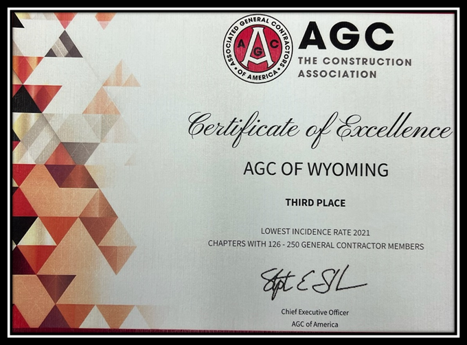 AGC Safety 3rd Place Lowest Incidence Rate